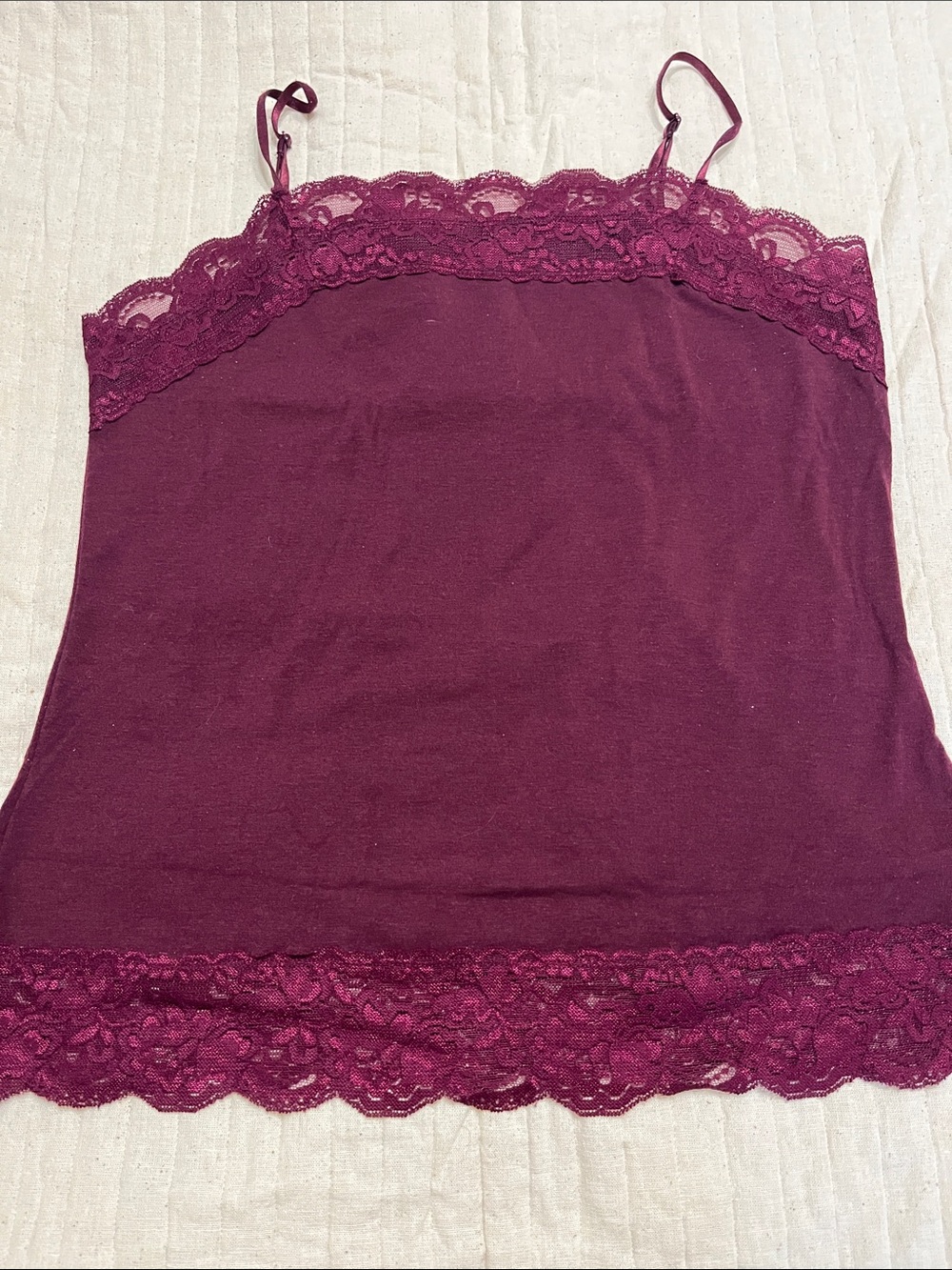 Cato Plum Lace Trim Spaghetti Strap Cami